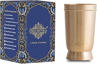 INDIAN ART VILLA Pure Brass Glass Tumbler, for Drinking Serving Water, Yoga & Ayurveda (Pack of 1, Matt Finish)