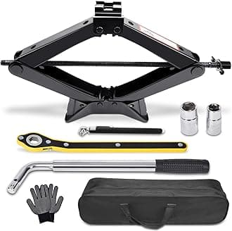 Scissor Car Jack 3 Ton (6610 lbs) Tire Changing Kit with Lug Wrench - Emergency Kit for Car, SUV, MPV