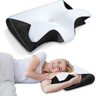 HOMCA Memory Foam Cervical Pillow, 2 in 1 Ergonomic Contour Orthopedic Pillow for Neck Pain, Contoured Support Pillows for Side Back Stomach Sleepers