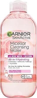 Micellar Water with Rose Water and Glycerin, Hydrating Facial Cleanser & Makeup Remover, For All Skin Types, Vegan, Cruelty Free, 13.5 Fl Oz (400mL), 1 Count