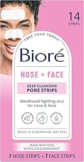 Biore Deep Cleansing Blackhead Remover Nose Strips and Face Pore Strips Combo, Pack of 14