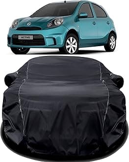 ALMICS® Prime Quality 190T Imported Fabric Car Cover for Nissan Micra Active with Ultra Surface Body Protection (Black)