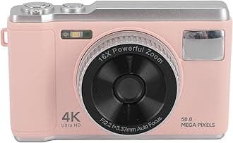 4K 50MP Digital Camera, Digital Point and Shoot Camera with 16X Digital Zoom, 2.8in Screen Autofocus Compact Small Camera with Flash Anti Shake for Teens Adult Beginner (Rose)