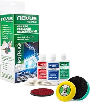 Clear in Five Headlight Restoration Kit, 2 Ounce #1, 2, & 3 Bottles, Buffing Pad, Backing Pad Drill Attachment, 1,000 Grit Sanding Disk, 3 Polish Mates