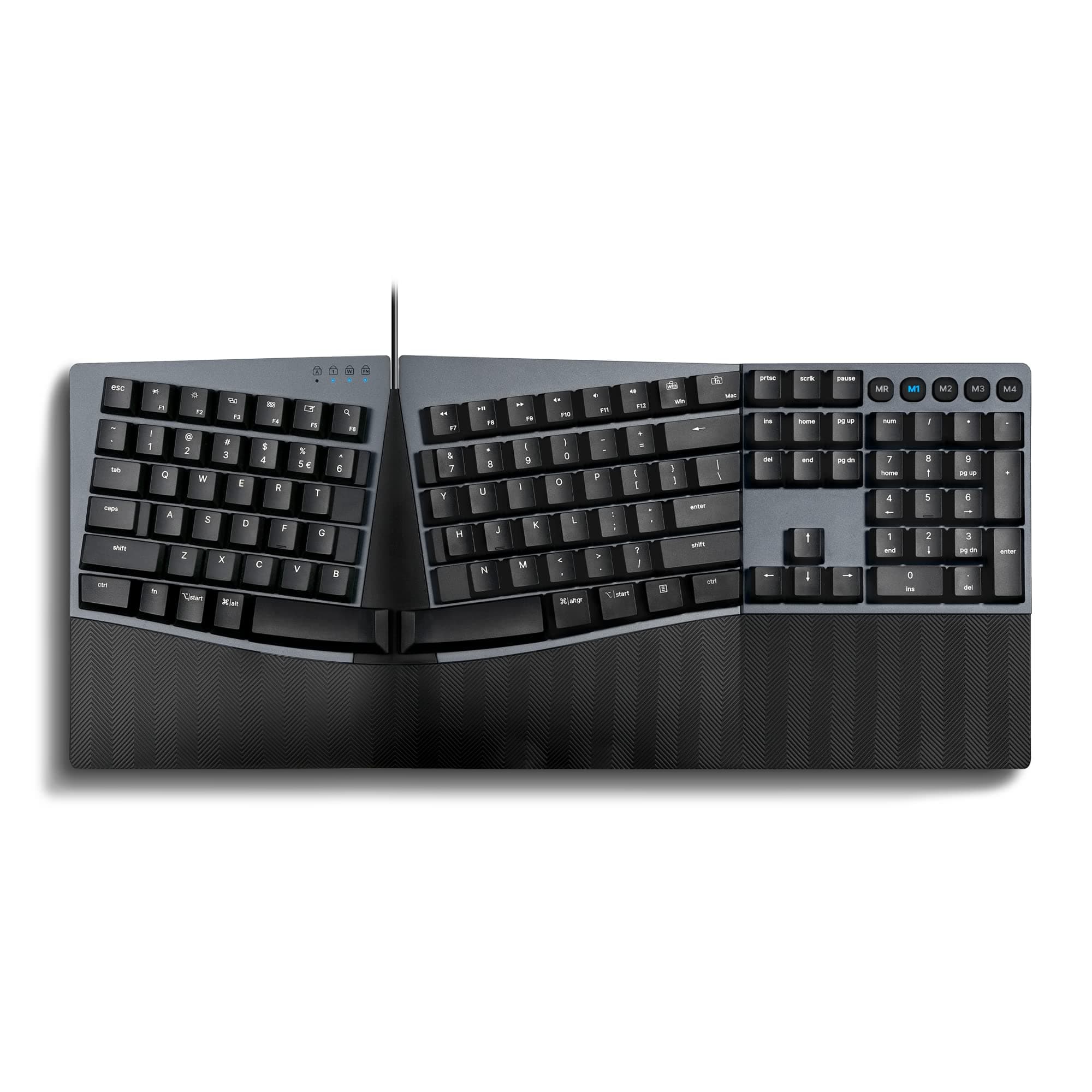Perixx PERIBOARD-535RD Wired Ergonomic Mechanical Split Keyboard - Low-Profile Red Linear Switches - Programmable Feature with Macro Keys - Compatible with Windows and Mac OS X - US English, Black