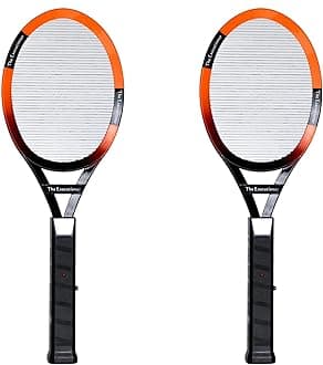 Electric Fly Swatter Twin Pack – Bug Zapper Racket for Mosquito, Wasp & Insect Control, Single-Layer Mesh, Indoor & Outdoor Use, Long Handle 50cm