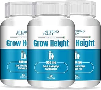 NutrinoPlus Grow Height, Body Growth Support 500mg Height Supplement Pack of 60 Capsule (Pack of 3)