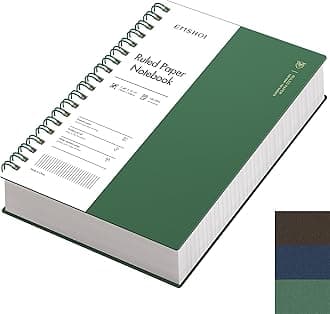 EMSHOI B5 Spiral Notebook College Ruled Lined Journal, Large 7.48" X 10.15", 300 Pages/150 Sheets, 100gsm Thick Paper, Waterproof Hardcover, for Office School Women Men Work Writing Notes, Green