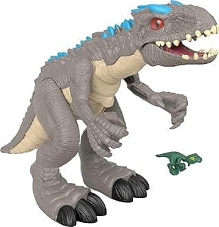 Imaginext Jurassic World Indominus Rex Dinosaur Toy with Thrashing Action & Raptor Figure for Pretend Play Ages 3+ Years, GMR16