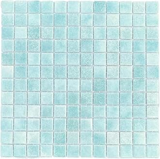 Tenedos Mint Blue Recycled Glass Mosaic Tile – 7/8" Square Pattern, Box of 10 Sheets for Kitchen Backsplash, Bathroom Walls, Showers, Pools, Spas, and Accent Walls