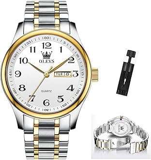 Mens Watch Stainless Steel Analog Quartz Watches for Men Day Date Easy Read Diamond Waterproof Dress Luxury Classic Casual Big Face Blue/Black/Gold/Silver Roman Arabic Numerals Men's Wrist Watch