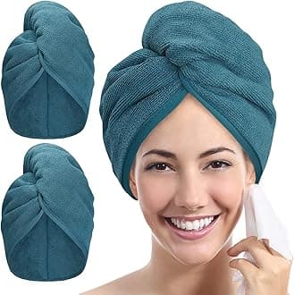 YoulerTex Microfiber Hair Towel Hairs Wrap: 2 Pack 10X26 Hair Dryer Towels for Women Absorbent Turban Twist Drying Shower Cap Curly Hairs Products for Hair's Care Accessories (Navy Blue)