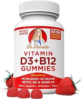 Vitamin D3, B12 Gummies by Dr. Danielle, Vegan Daily Supplement for Adults & ...