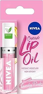 Candy Pink Lip Oil (5.5ml), Moisturised Lips With 100% Natural Oils Including Jojoba Oil, Long Lasting and Non-Sticky Lip Gloss