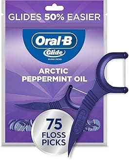 Glide Peppermint Dental Floss Picks with Arctic Peppermint Oil Flavor, 75 Picks