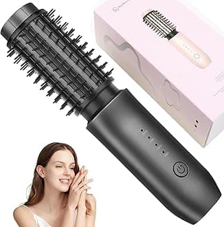 Cordless Curling Iron Brush, 3 in 1 Wireless Heating Brush, Portable Thermal Brush, Curly Hair Brush with 4 Temperatures, Rechargeable Negative Ion Curling Iron Brush (Black)