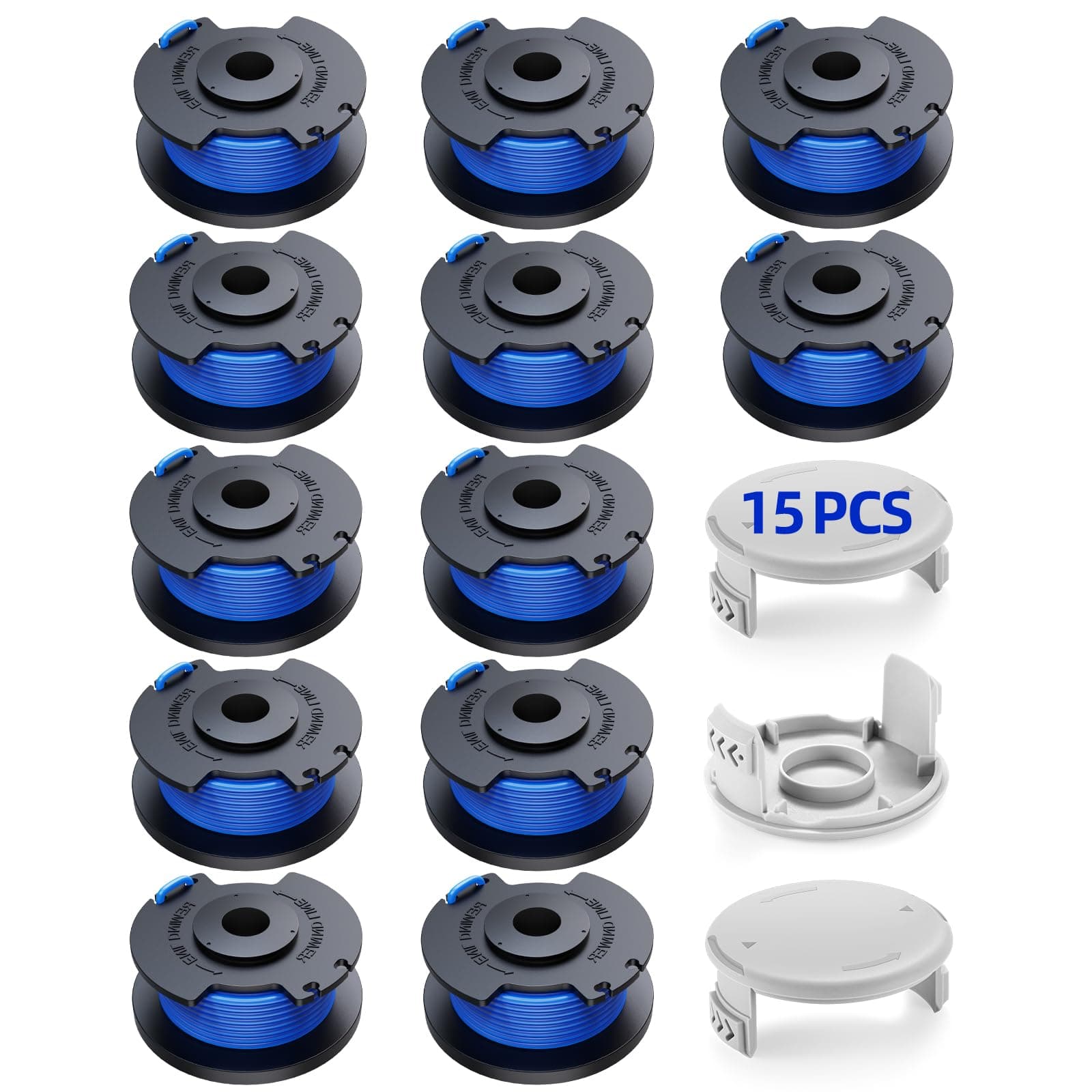 Trimmer String for Ryobi One+ AC14RL3A,Line String Trimmer Replacement Spool 0.065-Inch Compatible with Ryobi 18v, 24v, and 40v Cordless String Trimmer, 15 Packs（12 Trimmer Line,3 Trimmer Cap）