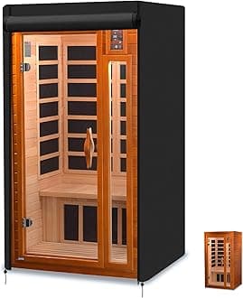 Outdoor Sauna Cover/Wood Sauna Cover, Upgraded 600D Heavy Duty Oxford Cloth Infrared Saunas Room Cover,UV Protection & Windproof, Waterproof Sauna Room Cover Replacement (49"x43"x75")