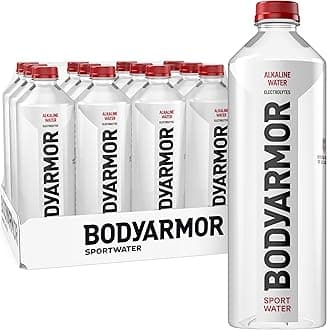 BODYARMOR SportWater Alkaline Water, Superior Hydration, High Alkaline Water pH 9+, Electrolytes, Perfect for your Active Lifestyle, 1.5 Liter (Pack of 12)