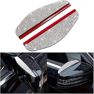 2PCS Car Rearview Mirror Rain Eyebrows, Bling Crystal Rear View Mirror Rain Visor Guard, PVC Waterproof Auto Mirror Visor Smoke Shade Cover, Automotive Exterior Accessories Decor（White）