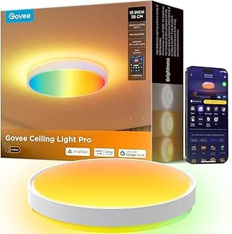 Smart Ceiling Light 4300LM, RGBIC LED Ceiling Light Fixture Works with Matter, Flush Mount Light Fixture, DIY Colors, 2700K-6500K Dimmable for Bedroom, Living Room, 15 Inch, 1 Pack
