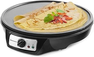 Elite Cuisine ECP-126 Maxi-Matic Electric Crepe Maker, Pancake, Hot Cakes and Non-stick Griddle with Spreader, Spatula and Recipes, 12", Black