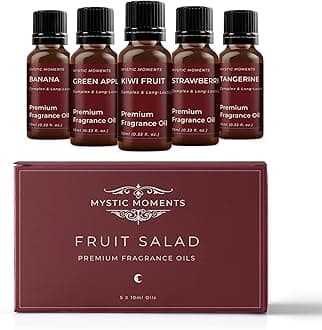 Mystic Moments | Fruit Salad Fragrant Oil Gift Starter Pack 5x10ml | 5 Sweet Fruity Fragrance Oils – Strawberry, Green Apple, Banana, Kiwi Fruit & Tangerine | Fun Fresh Home Fragrance