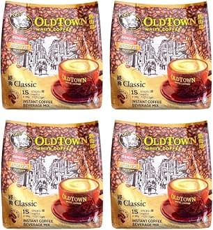 4 Pack Old Town White Coffee 3 in 1 Classic ( 60 Sticks ) Free 4 Extra Sachets