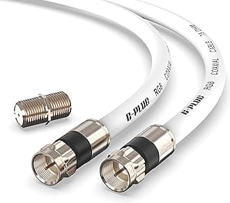 G-PLUG 2FT RG6 Coaxial Cable Connectors Set - High-Speed Internet, Broadband and Digital TV Aerial, Satellite Sky Cable Extension - Weather-Sealed Double Rubber O-Ring and Compression Connector White