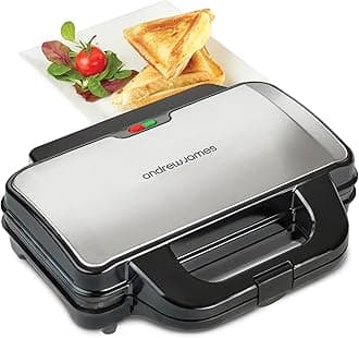 Andrew James Electric Deep Fill Toasted Sandwich Maker Grill Machine - 4 Slice Triangles Press with Cool Touch Handle and Non-Stick Plates for Thick Grilled Cheese Toasties 900W