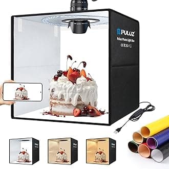 PULUZ Photo Light Box 40x40cm(16x16 inch) Portable Photo Studio Light Box Foldable Photo Box with Soft Lighting Cloth and 12 Color Backgrounds, Adjustable White/Soft/Warm Lighting