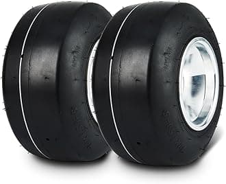 VEVOR Go Kart Tires and Rims, 10x4.5-5" Go Kart Wheels, 2-Pack Front Wheels, Aluminum Alloy Rims and Rubber Tires, Hub-Rim Fit Bolt Pattern 1.57 inch with 3 Bolt Holes, Replacement Pneumatic Tire