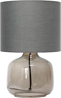 Simple Designs LT1211-SMG 13.75" Contemporary Glass Table Lamp, Smoke Gray with Gray Shade