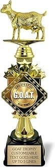 13” Large Goat Trophy Customizable Award with Engraving on Personalized Plate, Funny Goat Office Awards, “Greatest of All Time” for Champion, Mom, Dad, Co-Worker, Boss, Fantasy Football Winner Gift