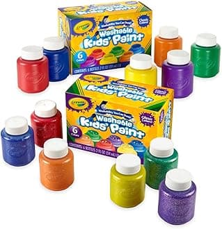Crayola Washable Paint Set, Amazon Exclusive, Stocking Stuffers for Boys & Girls, 12 Count