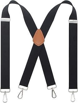 Men’s Heavy Duty X- Back 1.4 Inch Suspenders with 4 Snap Hooks