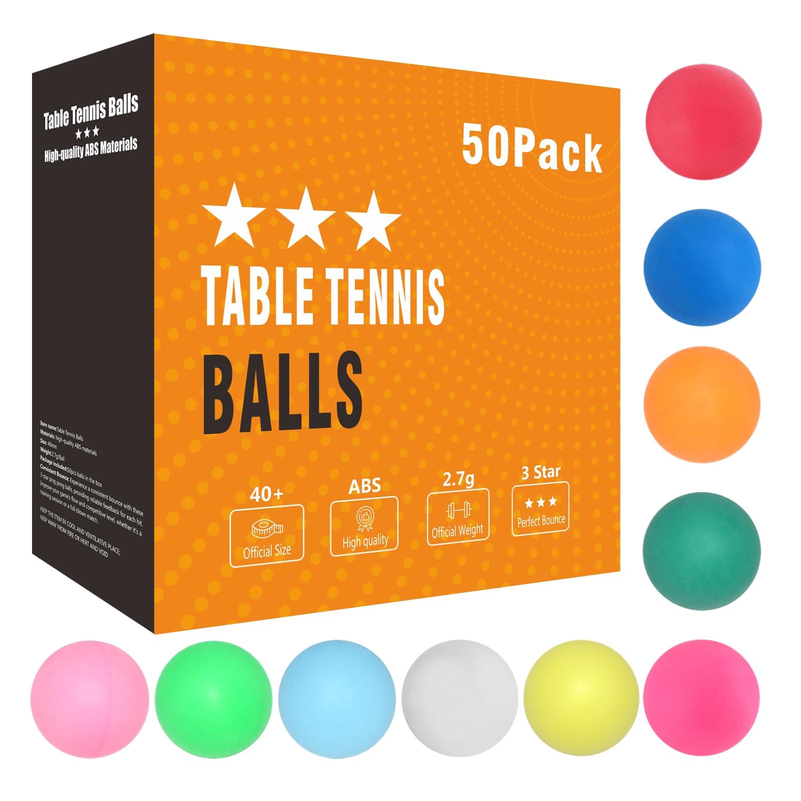 High Bounce & Durable ABS Mat Colored 3 Star Ping Pong Balls 4 Trainning,Party Games,Pet Cats Toys