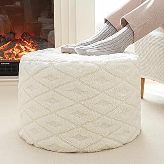 Round Pouf Ottoman 20 x 20 x 14 Inches Boho Poof Home Decor Floor Pouffe Ottoman Foot Rest for Couch Sofa Bean Bag Chairs Living Room Bedroom MilkOEKO-TEX STANDARD 100