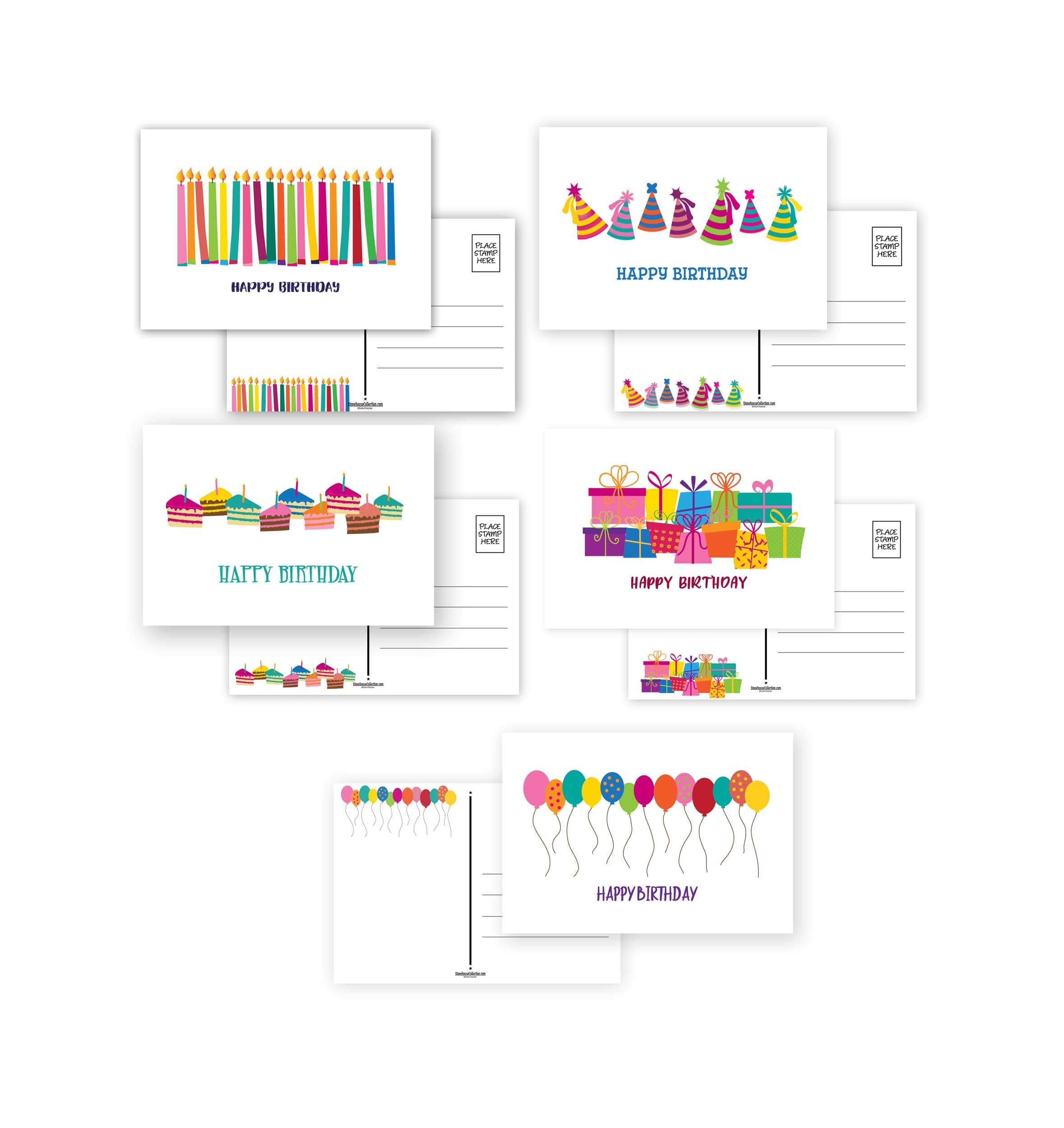 50 Happy Birthday Postcards - Full Color Both Sides