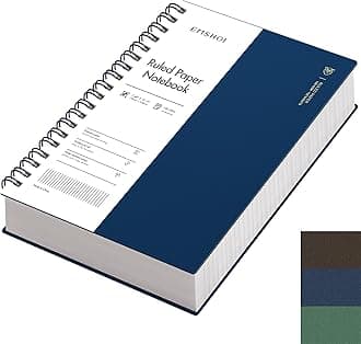 EMSHOI B5 Notebook Lined 300 Pages/150 Sheets, Spiral Notepad Multi-coloured, 100gsm Thick Paper, Waterproof Hardcover, Writing Journal for Women Men Work Office School,19 x 25 cm, Blue