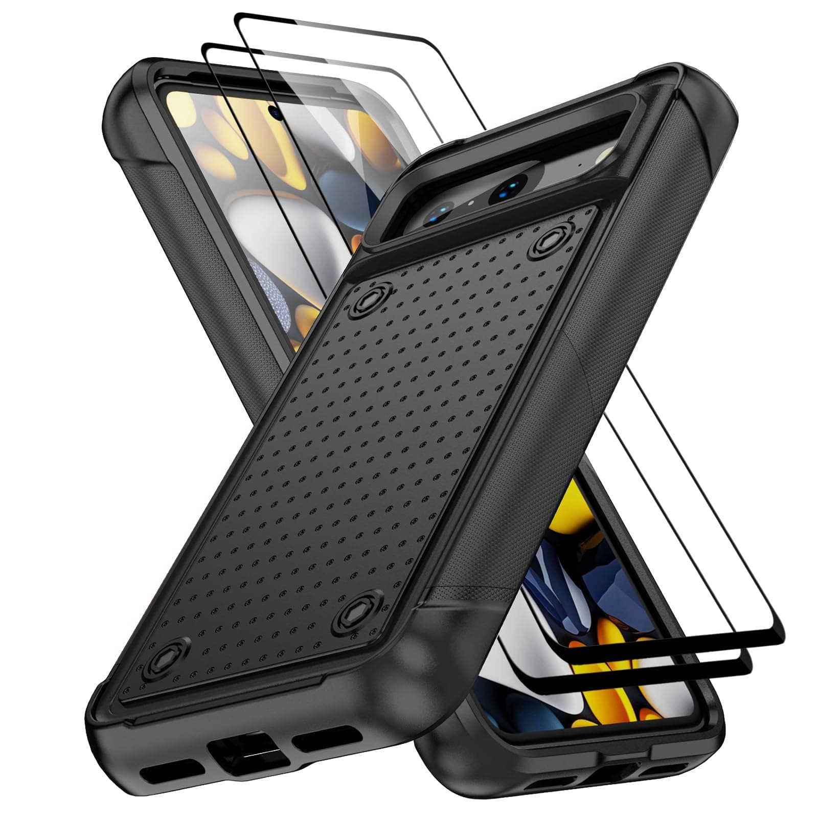 for Google Pixel 8 Case, Pixel 8 Phone Case with Screen Protector, Military Grade Drop Protection Shockproof Anti Scratch Back Rugged Cover Case for Google Pixel 8, Black