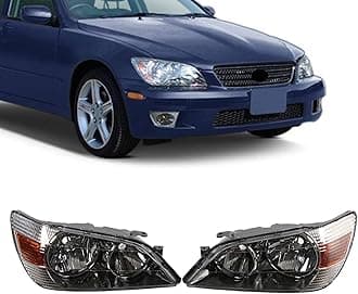 JX RACING Headlights Halogen W/O Bulbs Set Compatible with 2001 2002 2003 2004 2005 Toyota Altezza RS200 Compatible with 01-05 Lexus IS200 IS300 Headlamp Non HID