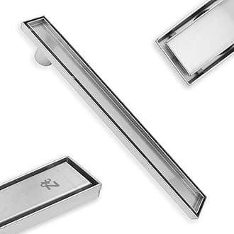 ZOIC Linear Stealth Tile Insert Floor Grate Bathroom Shower Waste Drain 304 Stainless Steel Side Outlet 19.68 Inches (500MM)