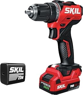 SKIL 12V Brushless Cordless 1/2-Inch Compact Drill Driver Kit Including 2.0Ah USB-C Battery and 20W Charger - DL6290A-11