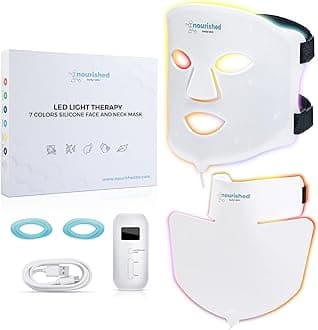 LED Light Therapy Face & Neck Mask - Facial Skin Care Device - 7 Colors Red & Blue - Rejuvenation, Anti-aging Product for Wrinkles
