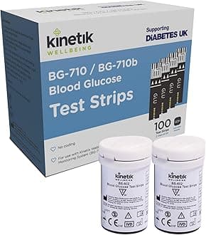 Kinetik Wellbeing Blood Glucose Test Strips, Pack of 100 - Compatible with Ki...