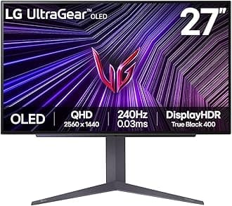 Ultragear OLED Gaming Monitor 27GS93QE, 27 Inch, 1440p, 240Hz, 0.03ms, OLED Display, HDR 10, NVIDIA G-Sync Compatible & AMD FreeSync, Smart Energy Saving, DisplayPort, HDMI