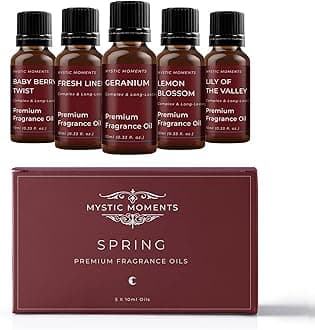 Spring Fragrance Oil Gift Starter Pack 5x10ml | Baby Berry Twist, Fresh Linen, Geranium, Lemon Blossom, Lily of the Valley | Perfect as a gift
