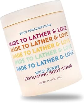 Body PrescriptionsRainbow “Made to Lather” Body Scrub, Exfoliating Body Wash, for Nourished and Ultra Smooth Skin, Cleanser Infused with Wild Berry
