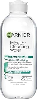 Garnier Micellar Water with Salicylic Acid, All-in-1 Mattifying Facial Cleanser and Makeup Remover for Oily and Acne Prone Skin, 13.5 Fl Oz